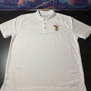 Elegant White Polo Shirt with Gold Embroidery